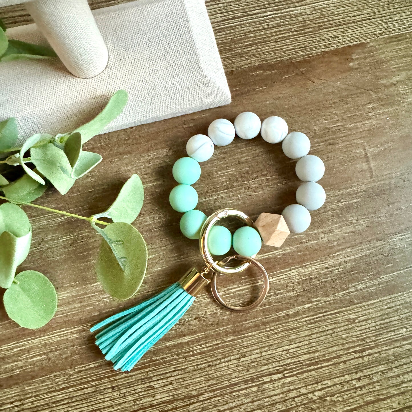 Keychain Wristlet - Teal Blue