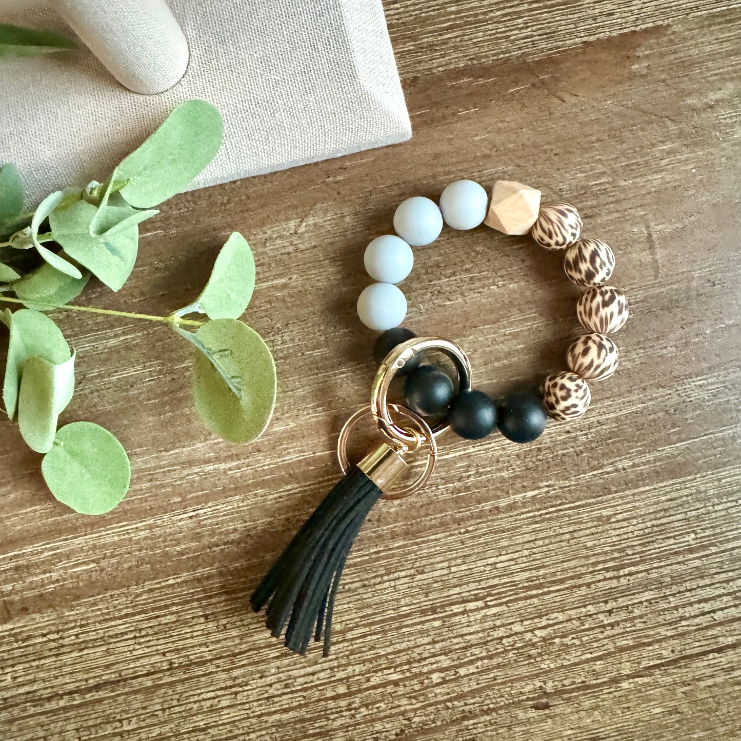 Keychain Wristlet - Black Leopard