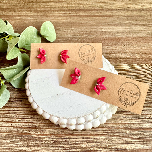 Christmas Poinsettia Studs