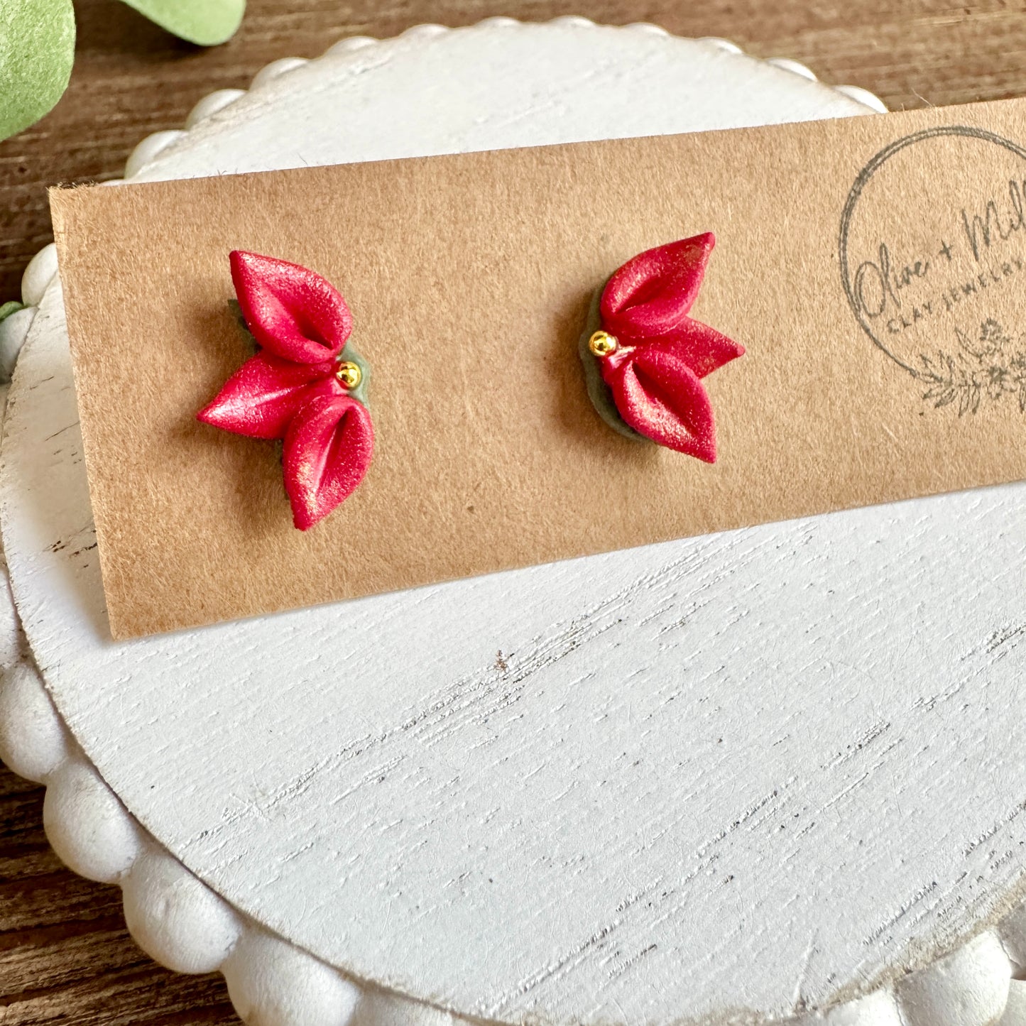 Christmas Poinsettia Studs
