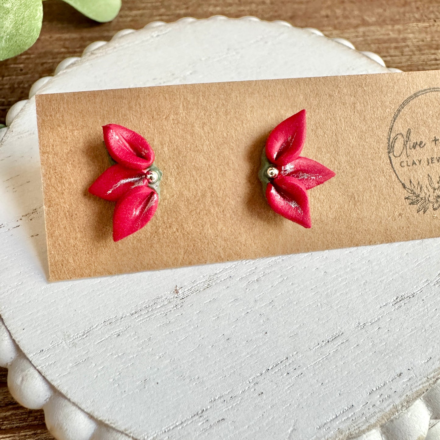 Christmas Poinsettia Studs