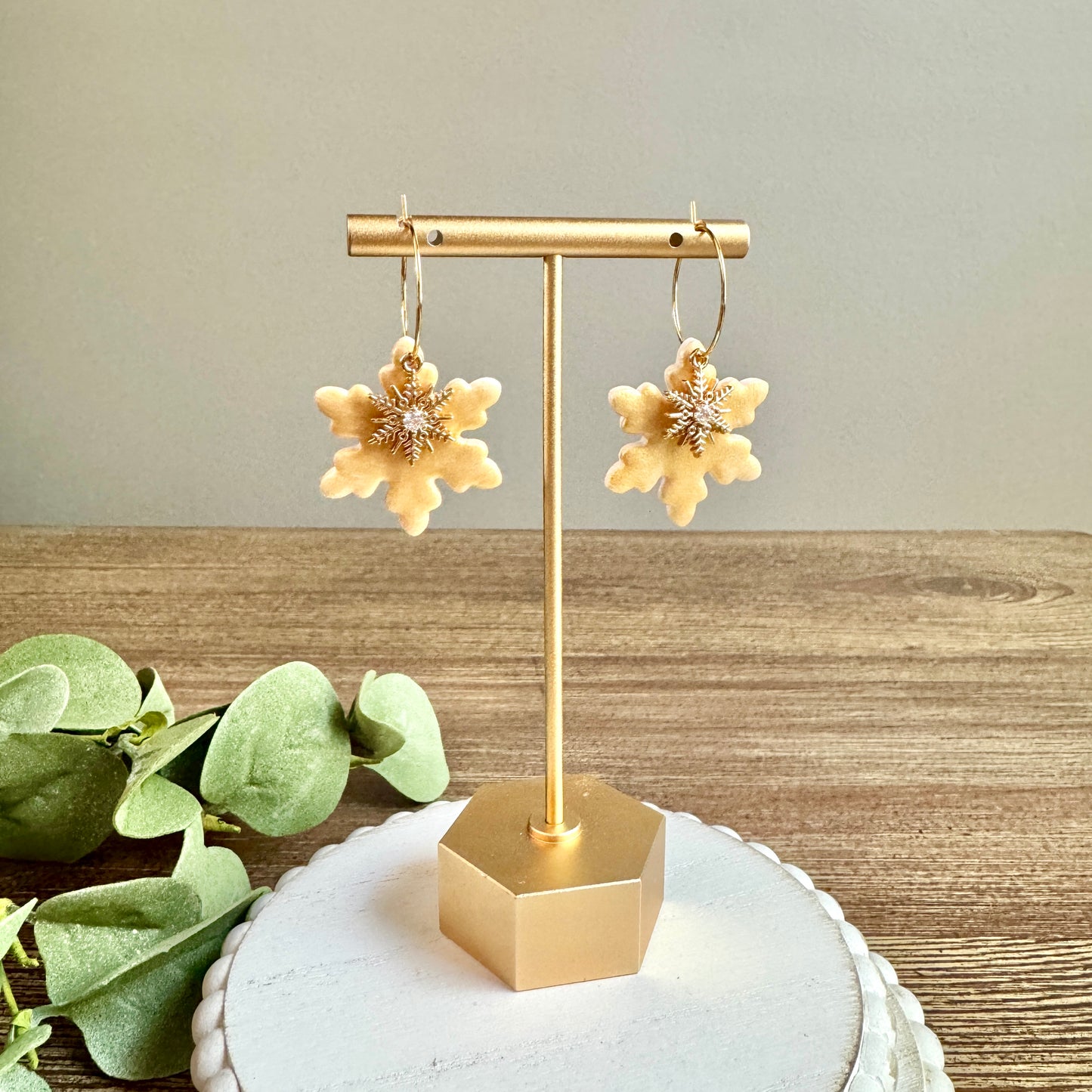 Christmas Snowflake Charm Hoops