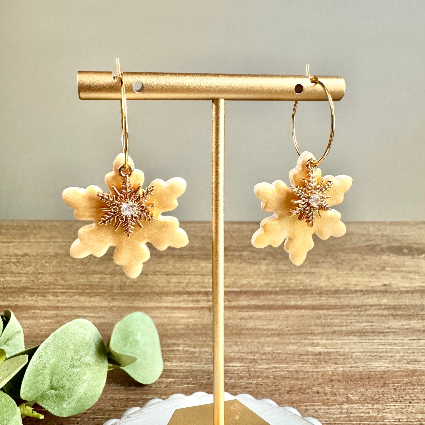 Christmas Snowflake Charm Hoops