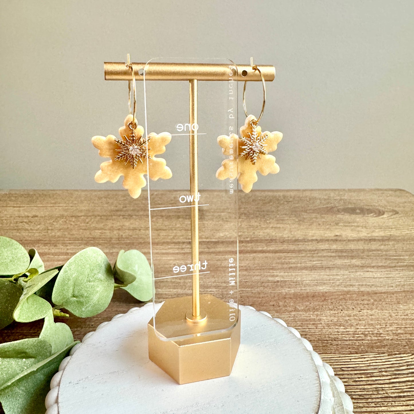 Christmas Snowflake Charm Hoops