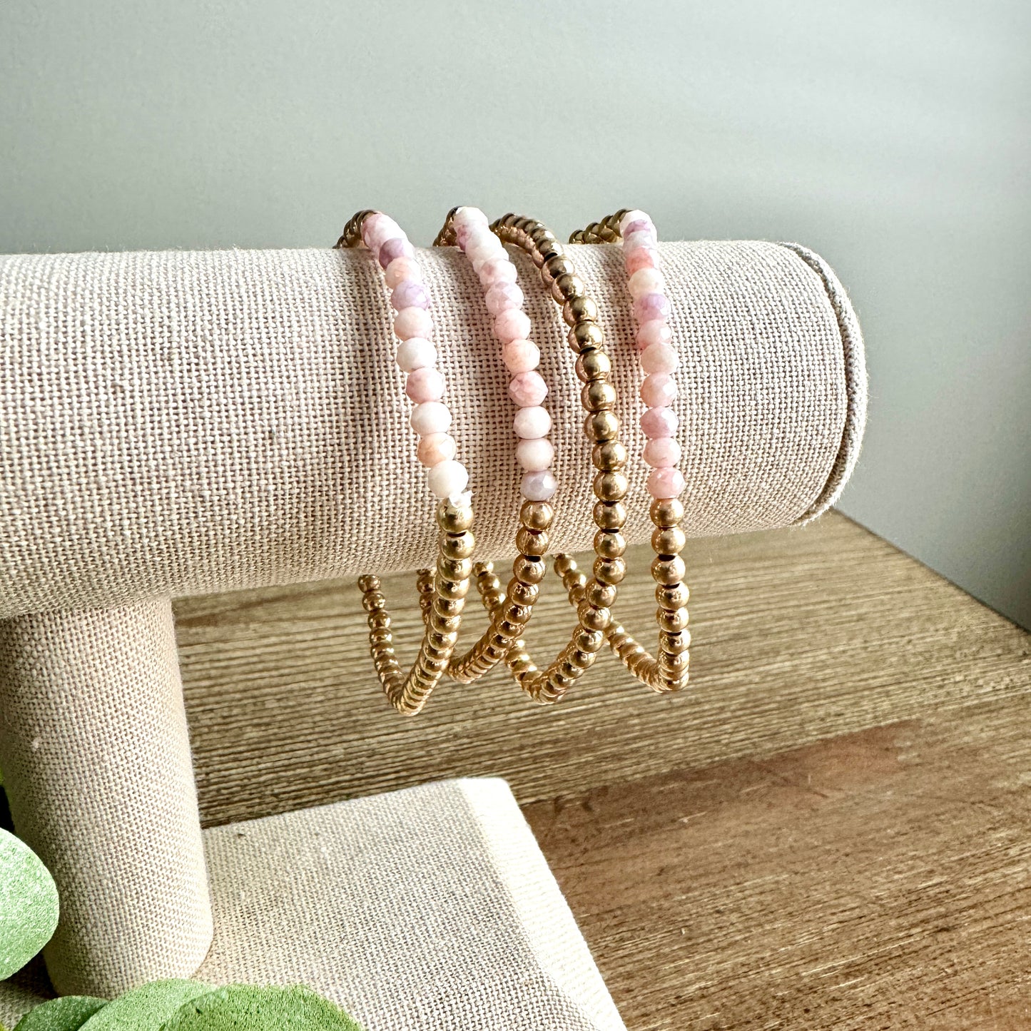 Bracelet Layered Metallic Beaded Set - Multiple Colors