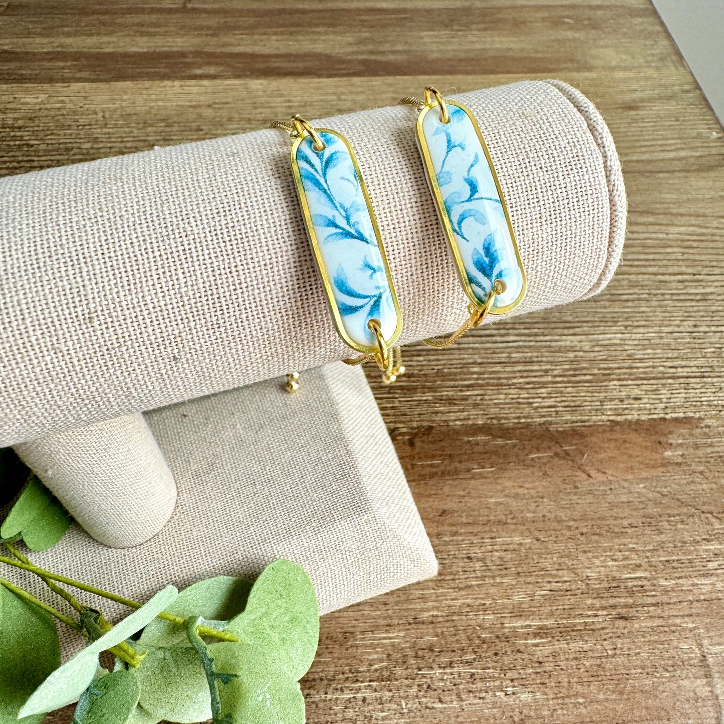 Bracelet - Clay Pendant Blue Antique