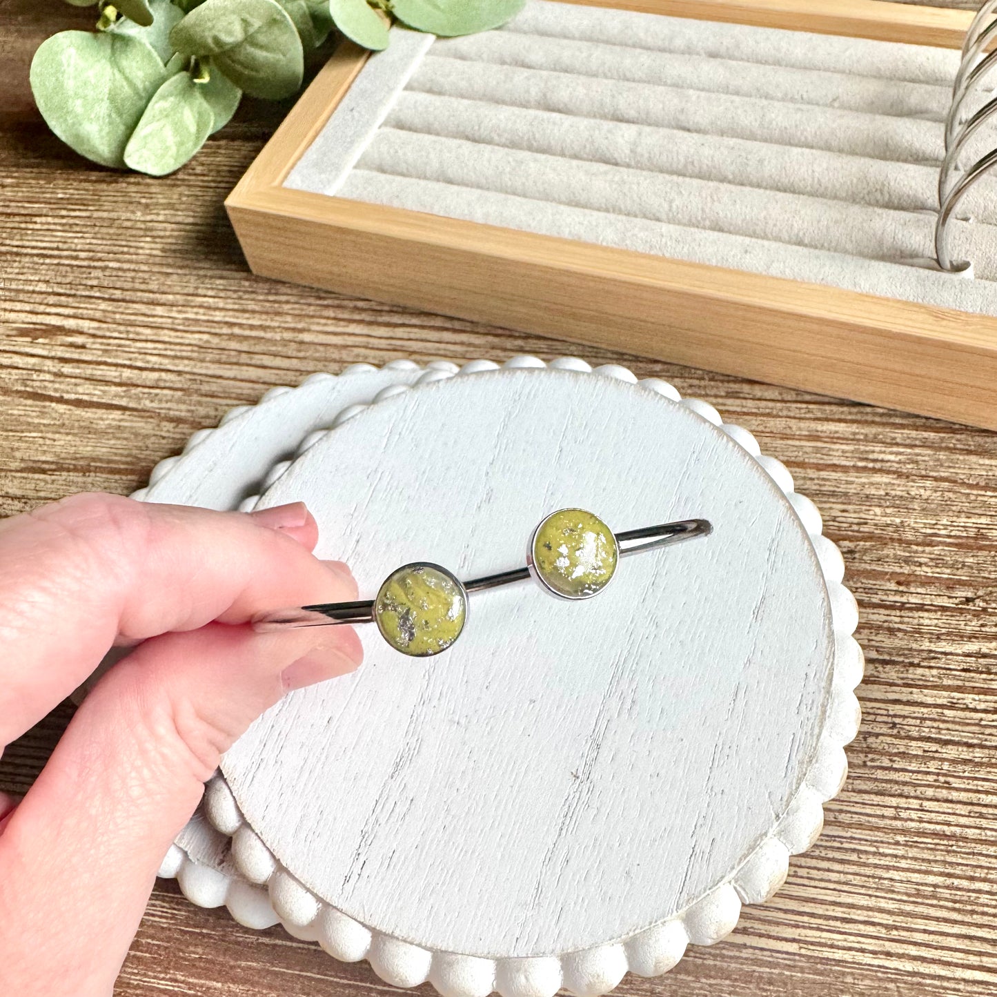 Bangle - Clay Bezels in Silver