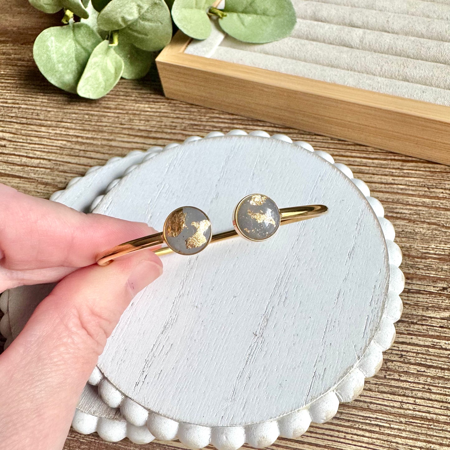 Bangle - Clay Bezels in Gold