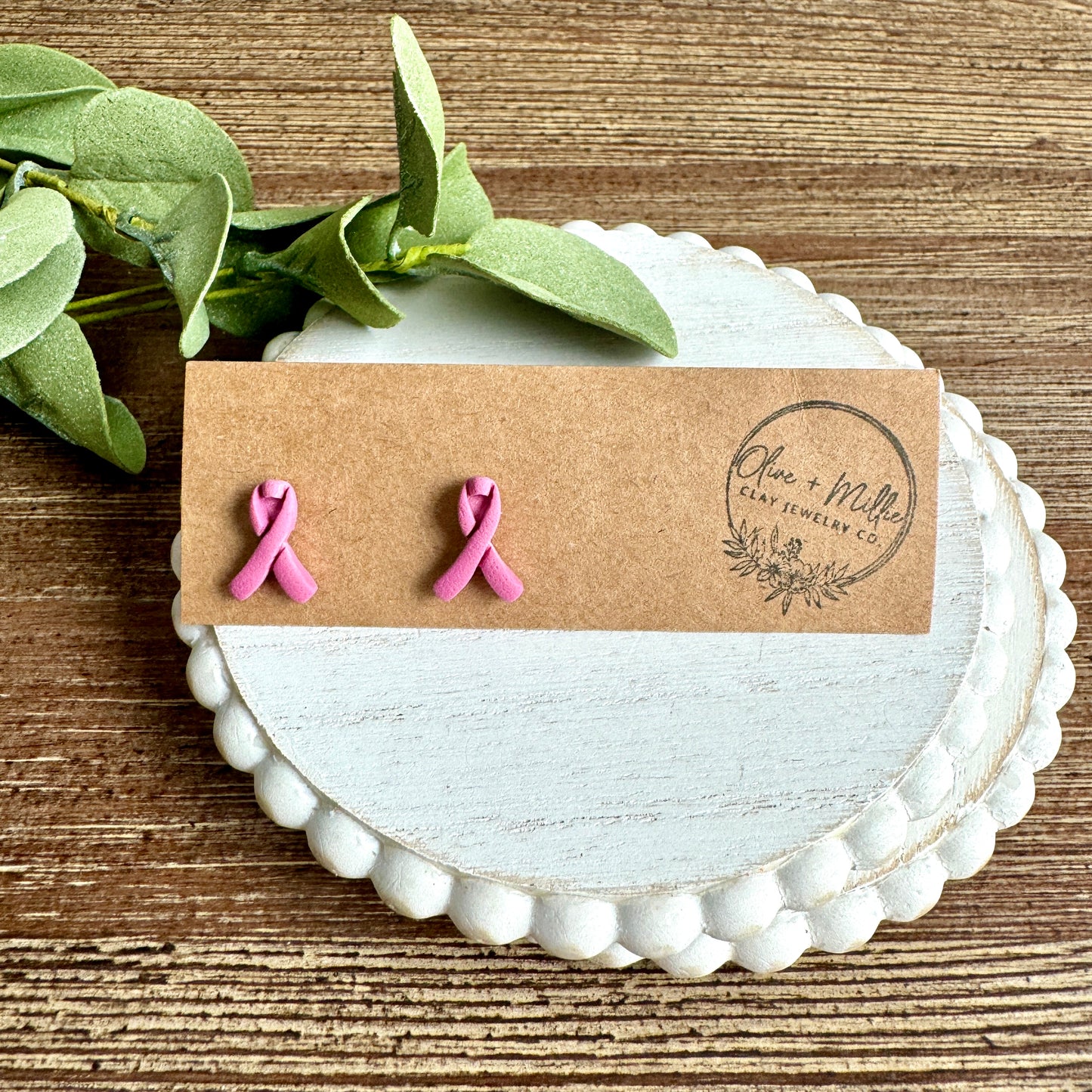 Breast Cancer Ribbon Studs