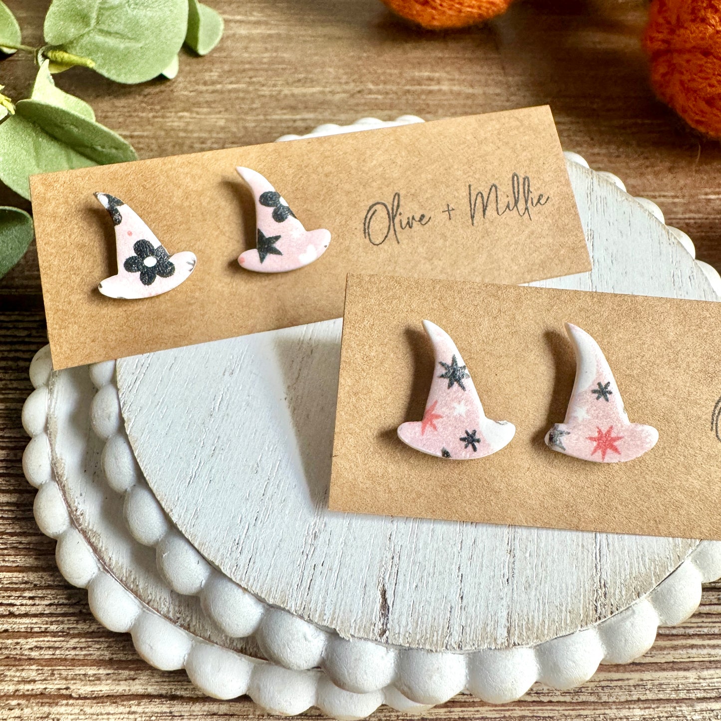 Halloween Witch Hat Studs
