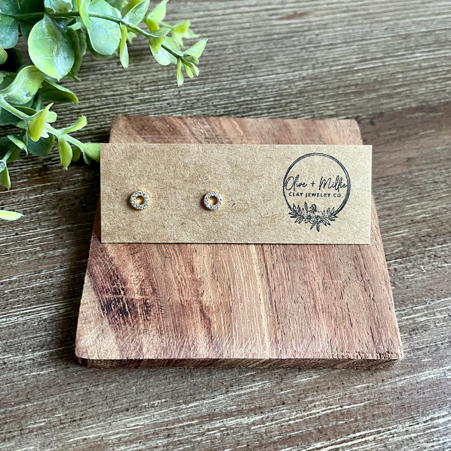 Mini Round Diamond Gold Studs