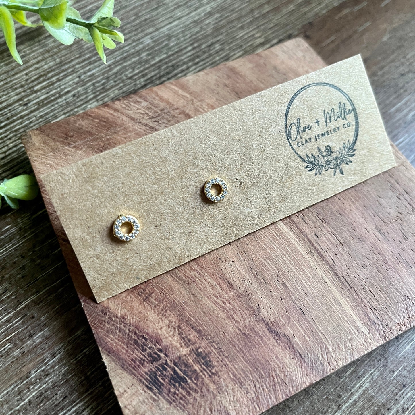 Mini Round Diamond Gold Studs