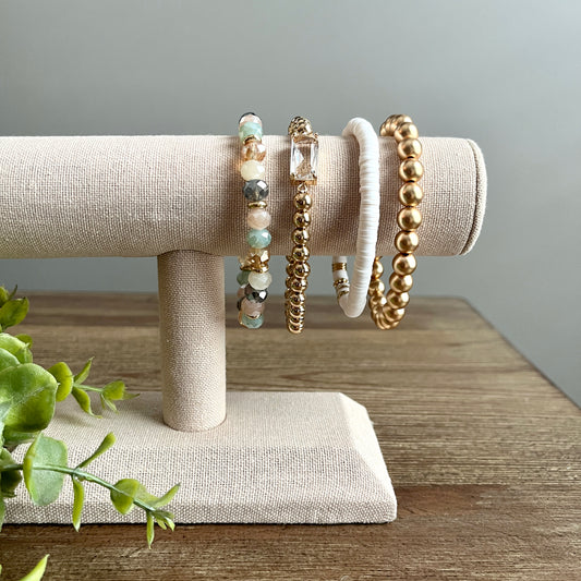 Bracelet Assorted Ball Beaded Stackable Set - Gold