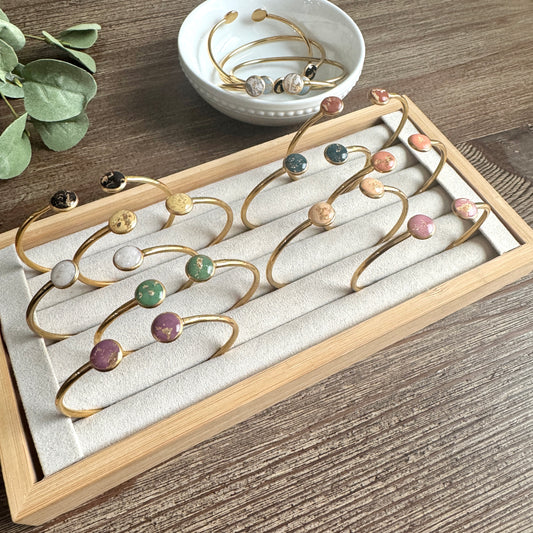 Bangle - Clay Bezels in Gold