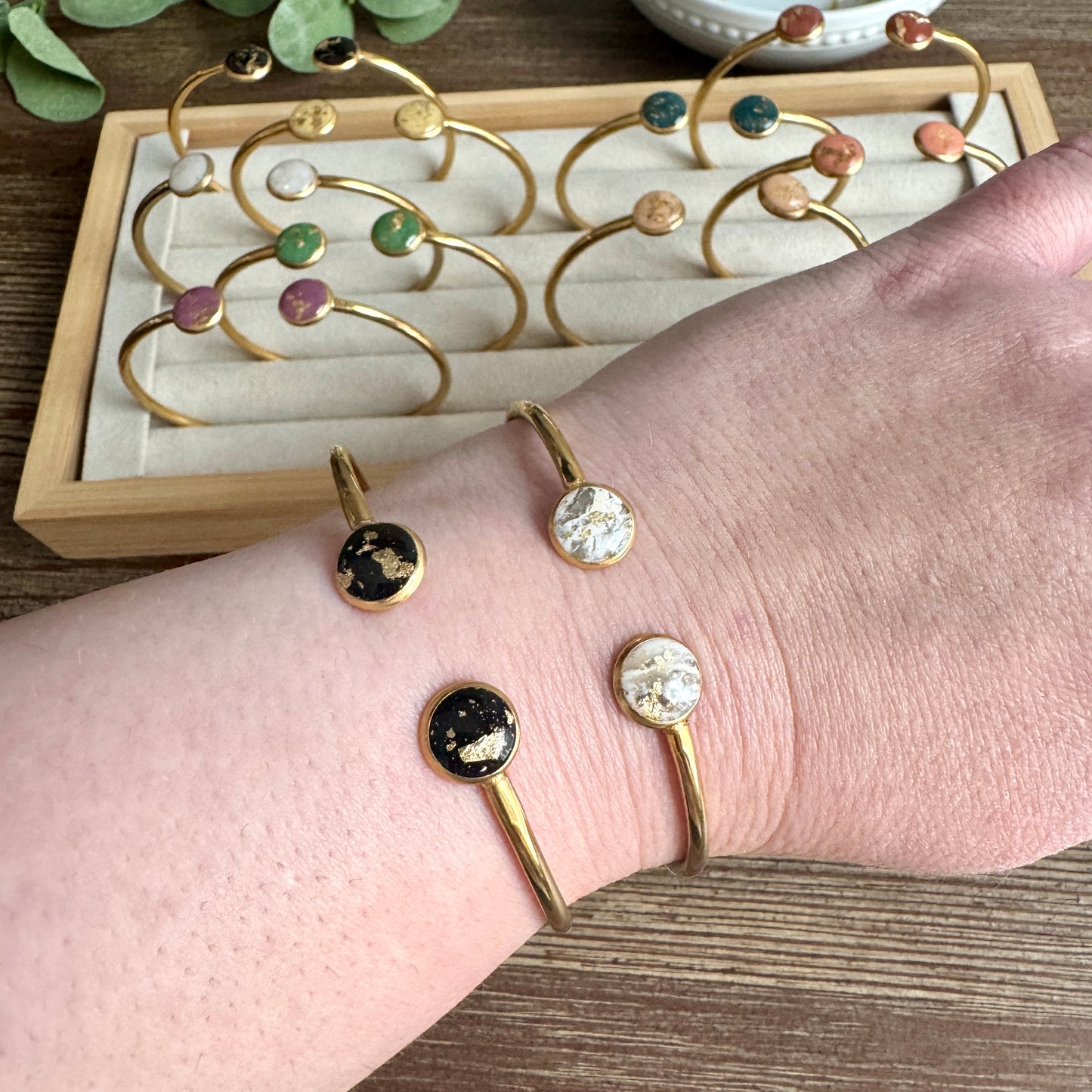 Bangle - Clay Bezels in Gold