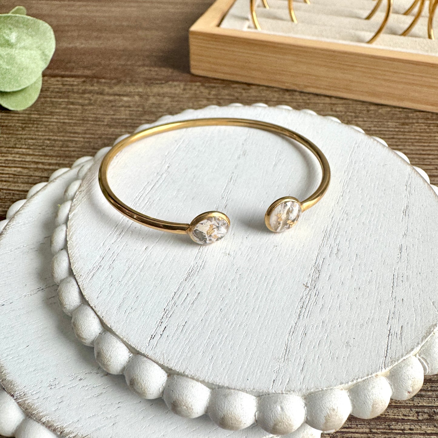 Bangle - Clay Bezels in Gold