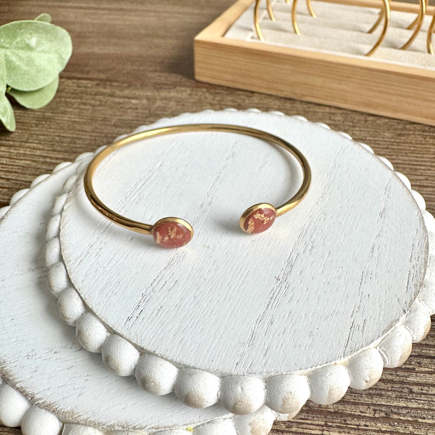 Bangle - Clay Bezels in Gold