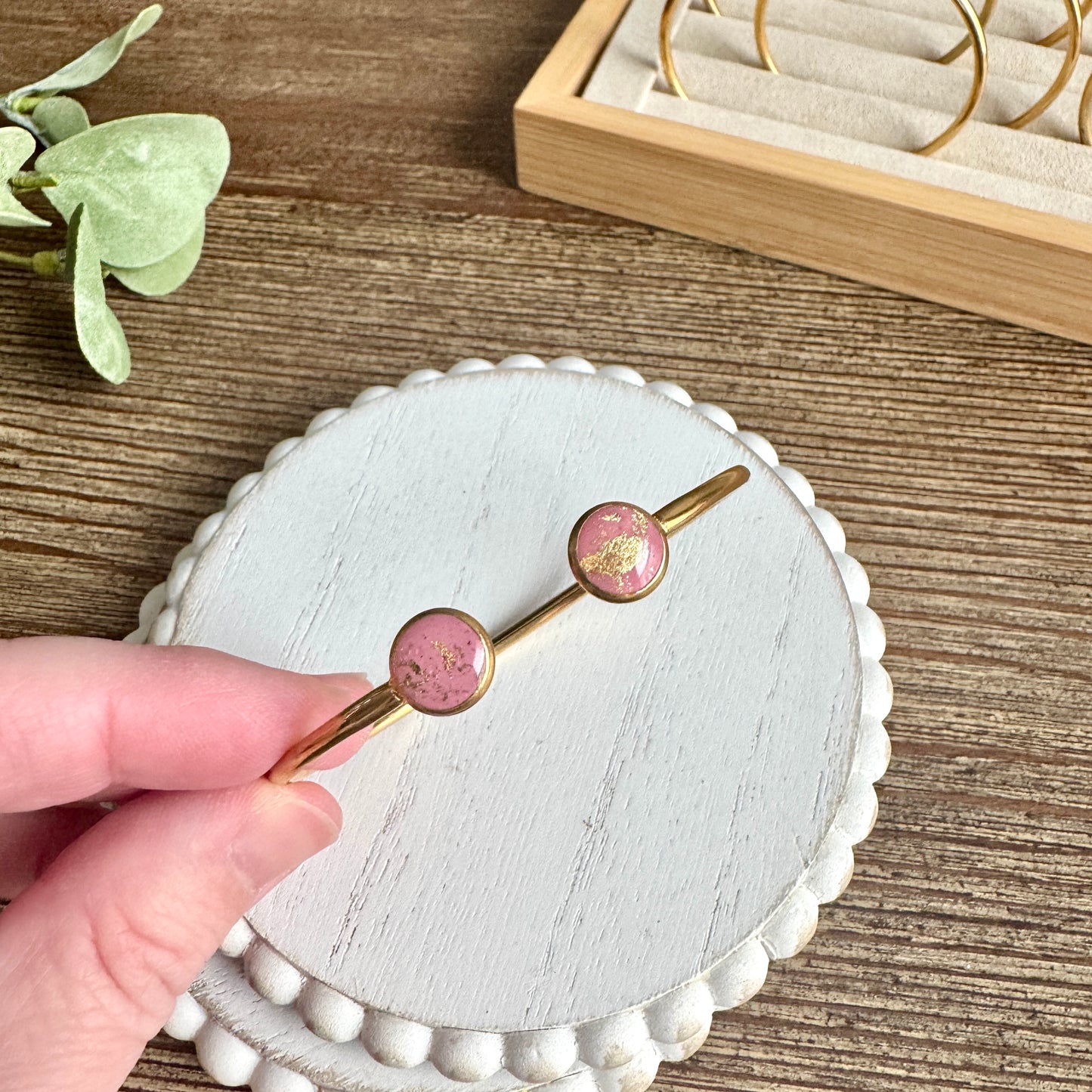 Bangle - Clay Bezels in Gold