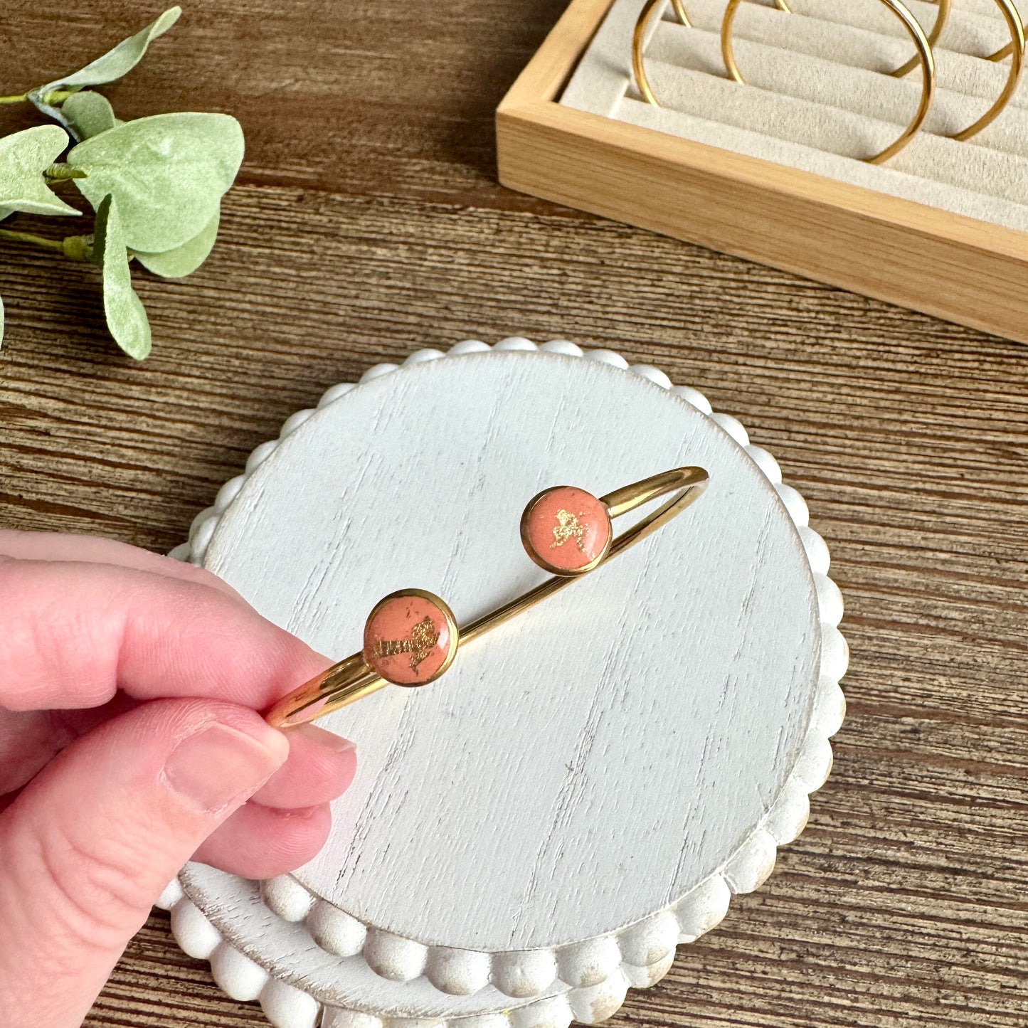 Bangle - Clay Bezels in Gold