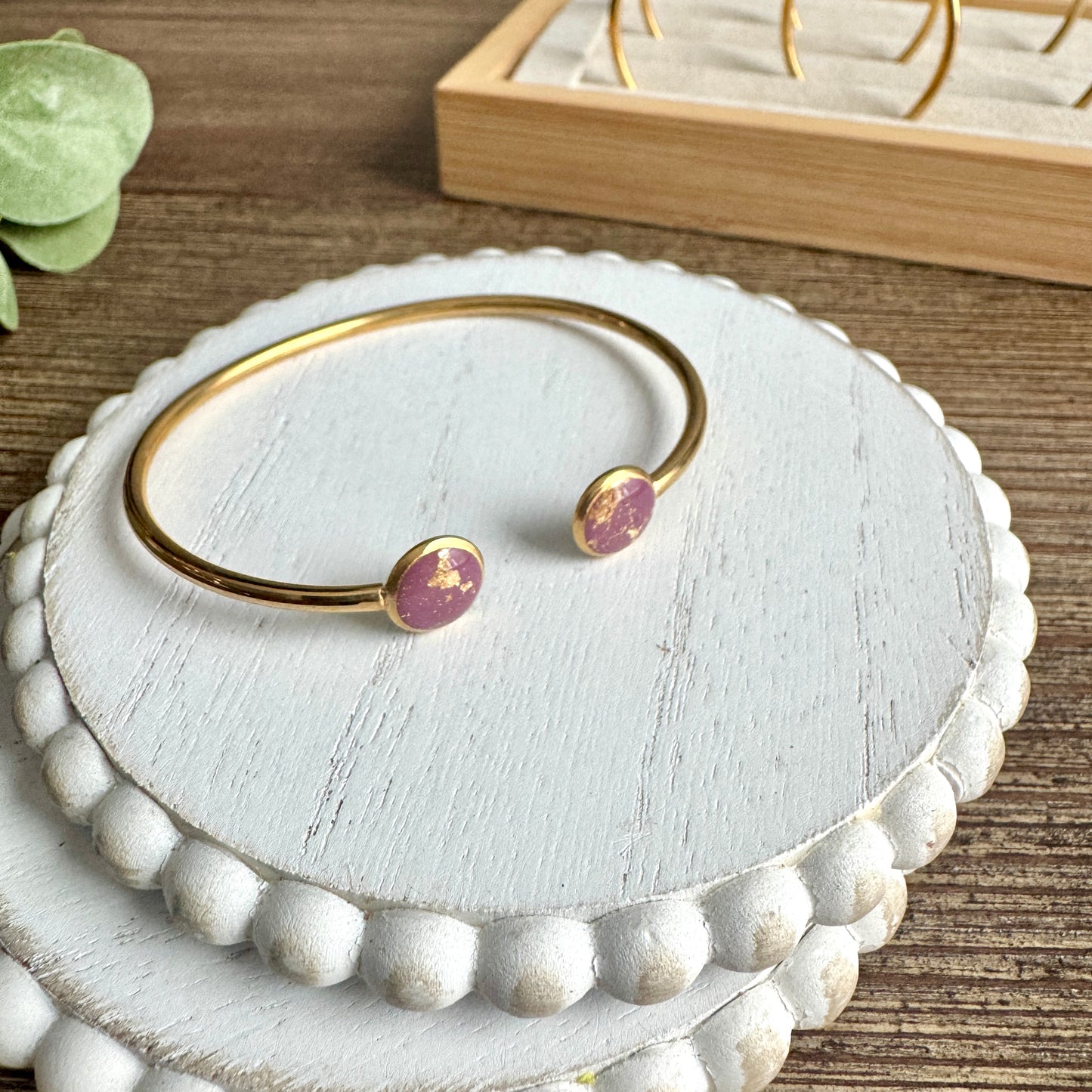 Bangle - Clay Bezels in Gold
