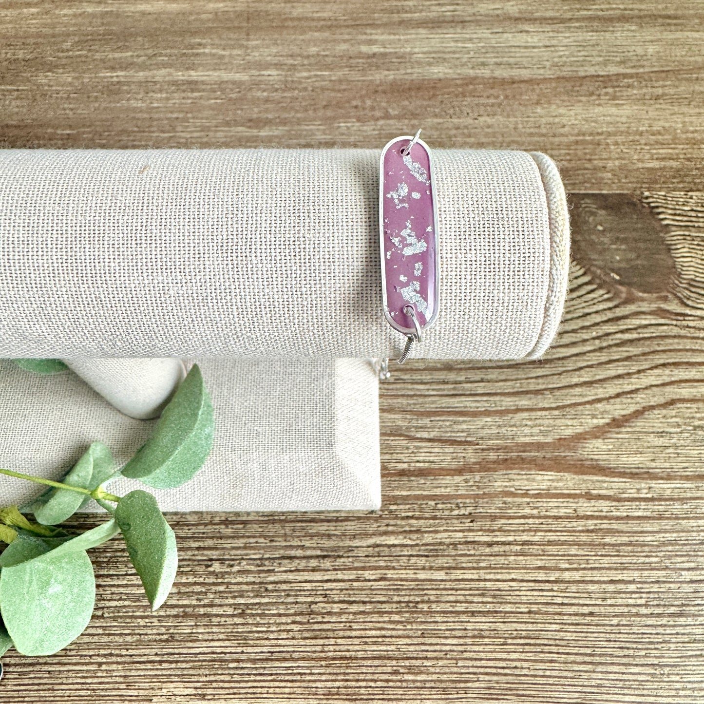 Bracelet - Clay Pendant Silver Leaf