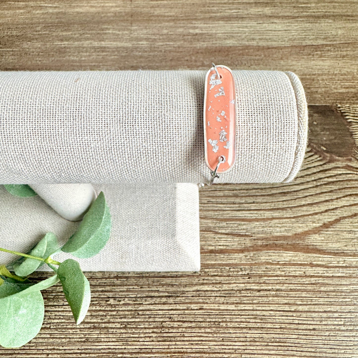 Bracelet - Clay Pendant Silver Leaf