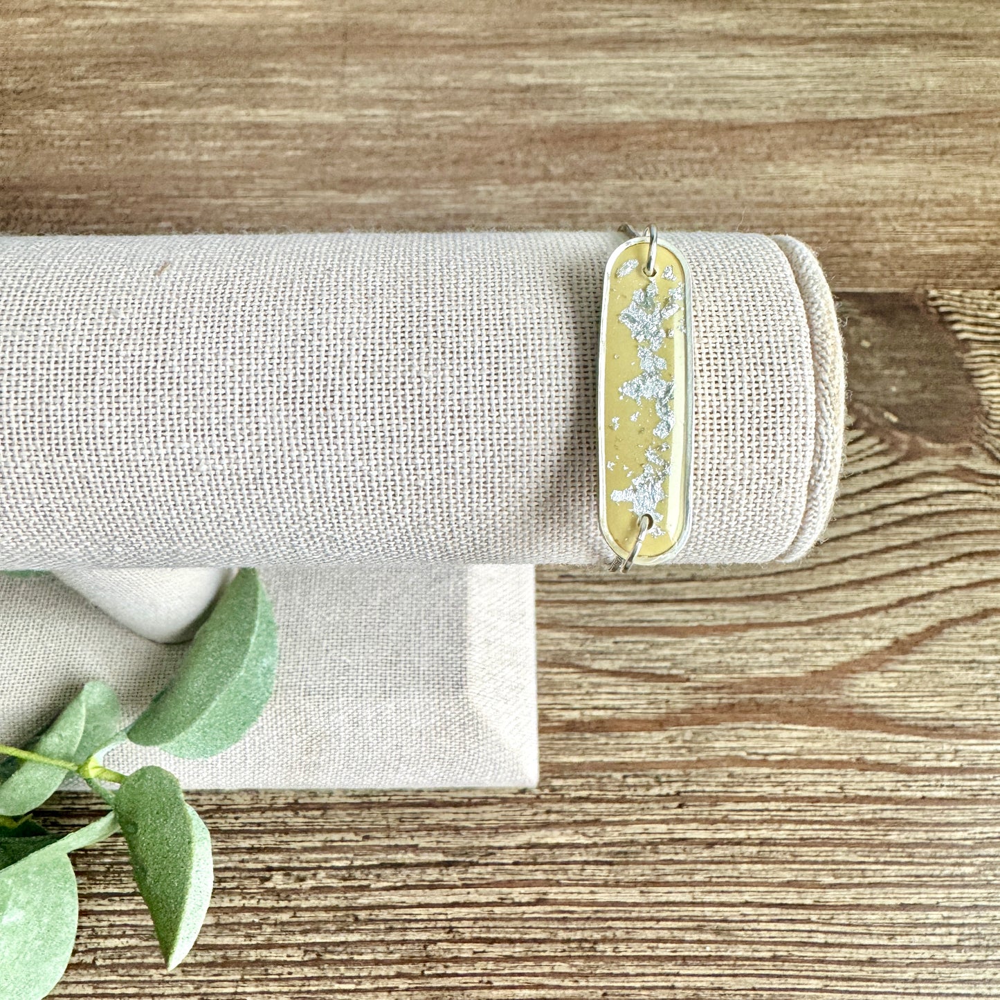 Bracelet - Clay Pendant Silver Leaf