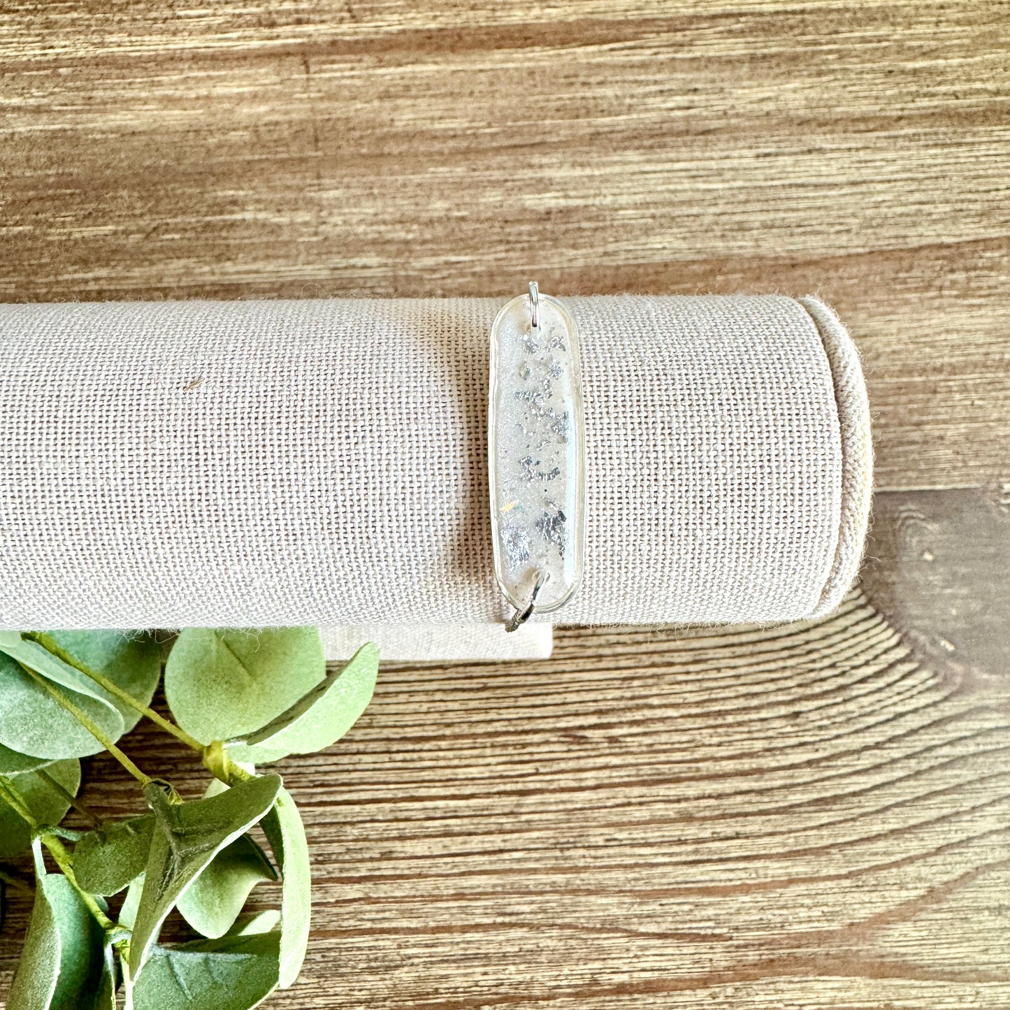 Bracelet - Clay Pendant Silver Leaf