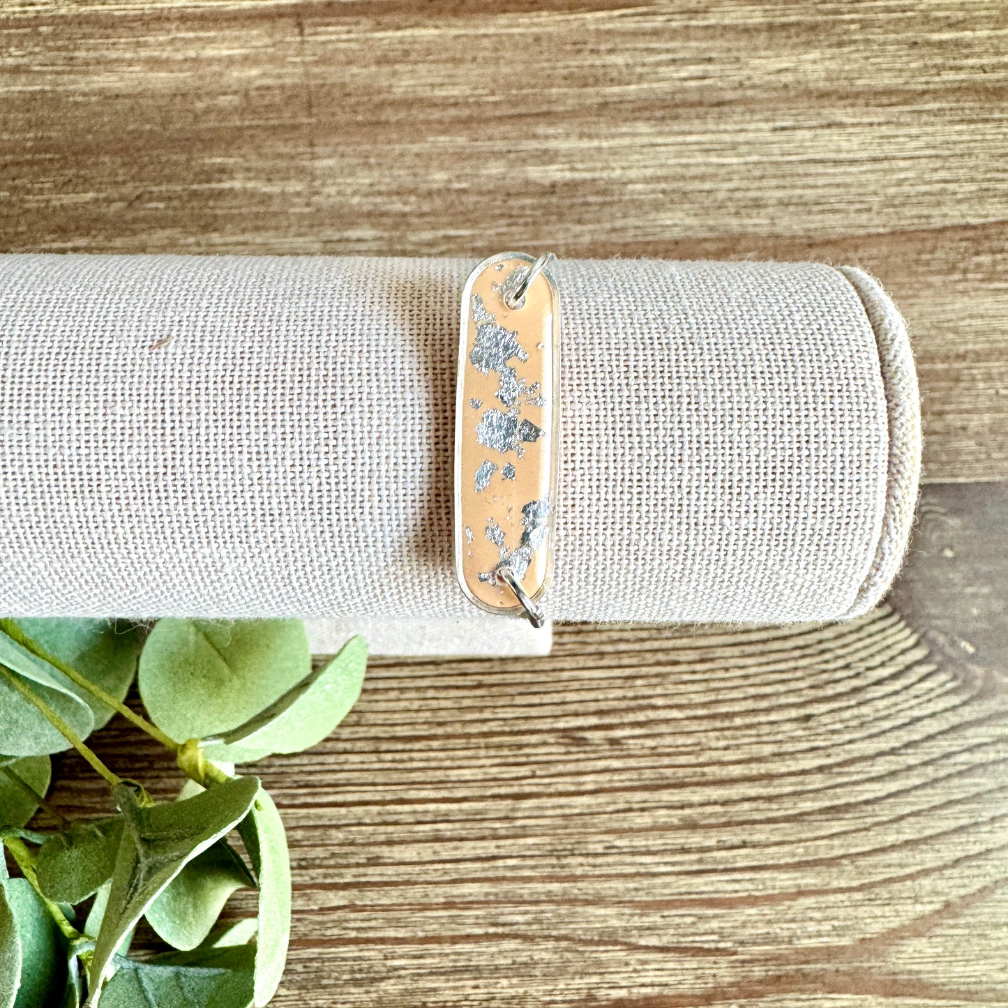 Bracelet - Clay Pendant Silver Leaf