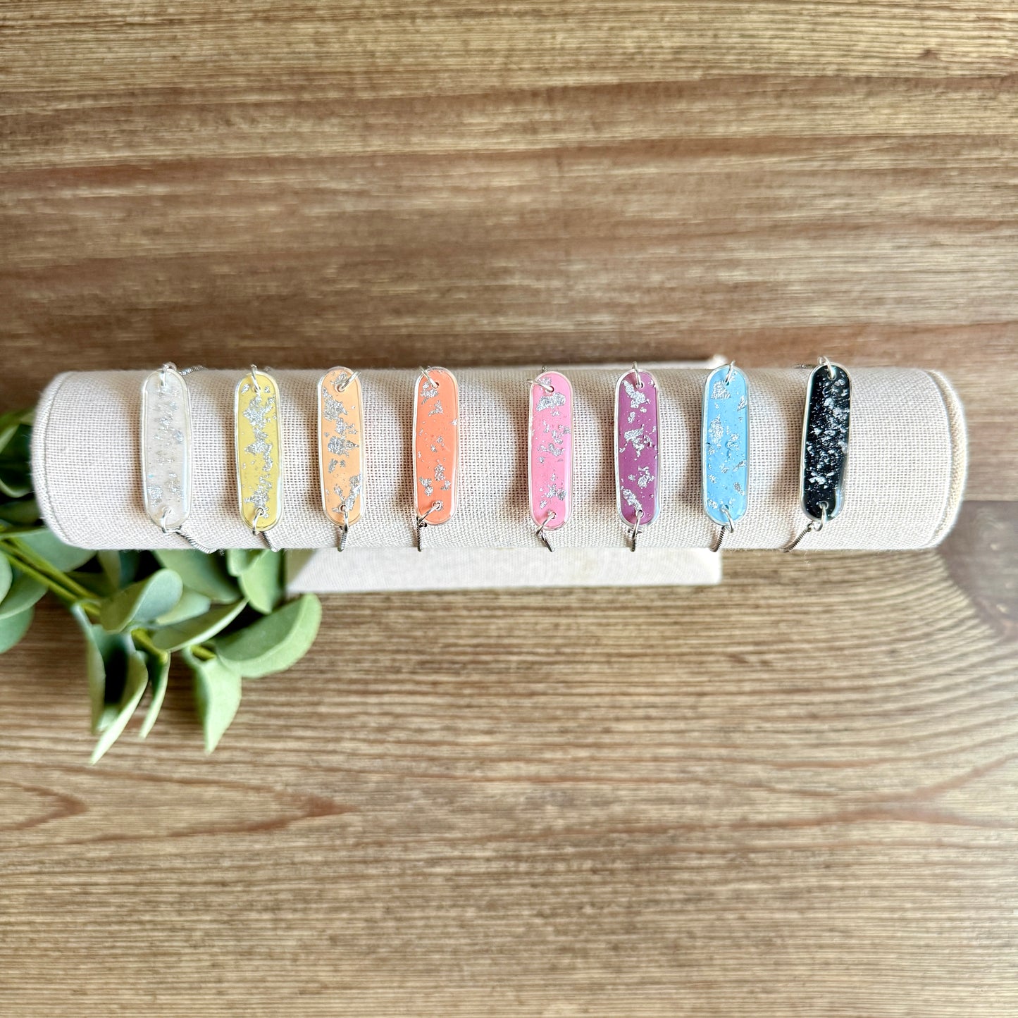 Bracelet - Clay Pendant Silver Leaf