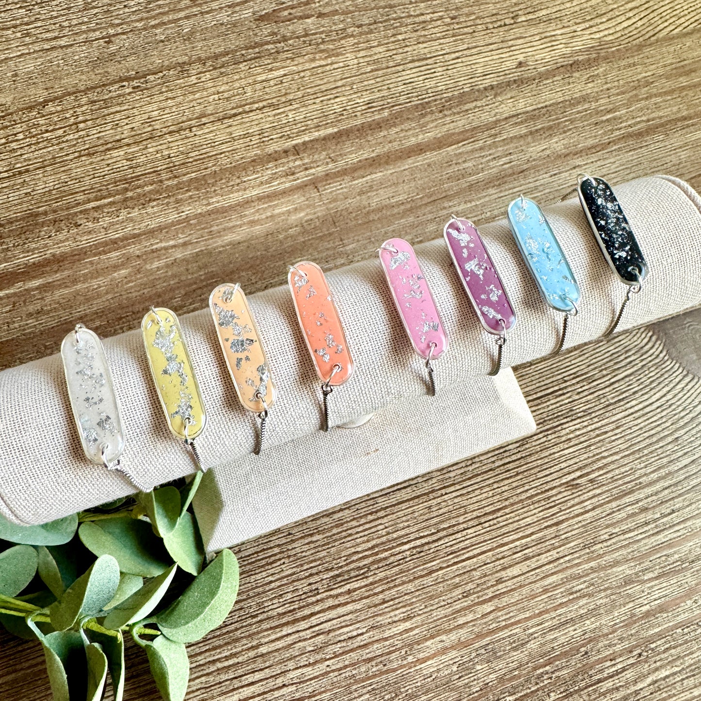 Bracelet - Clay Pendant Silver Leaf