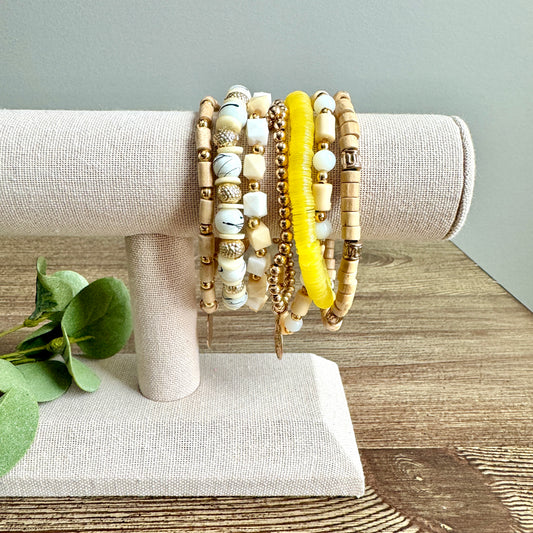Bracelet Layered Mixed Beaded Set - Neutral