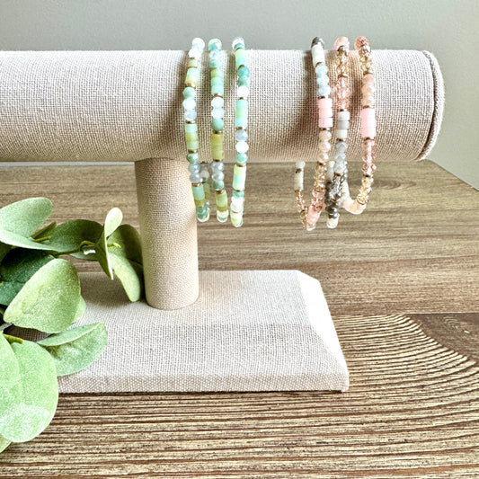 Bracelet Mixed Stone & Rhinestone Beaded Set