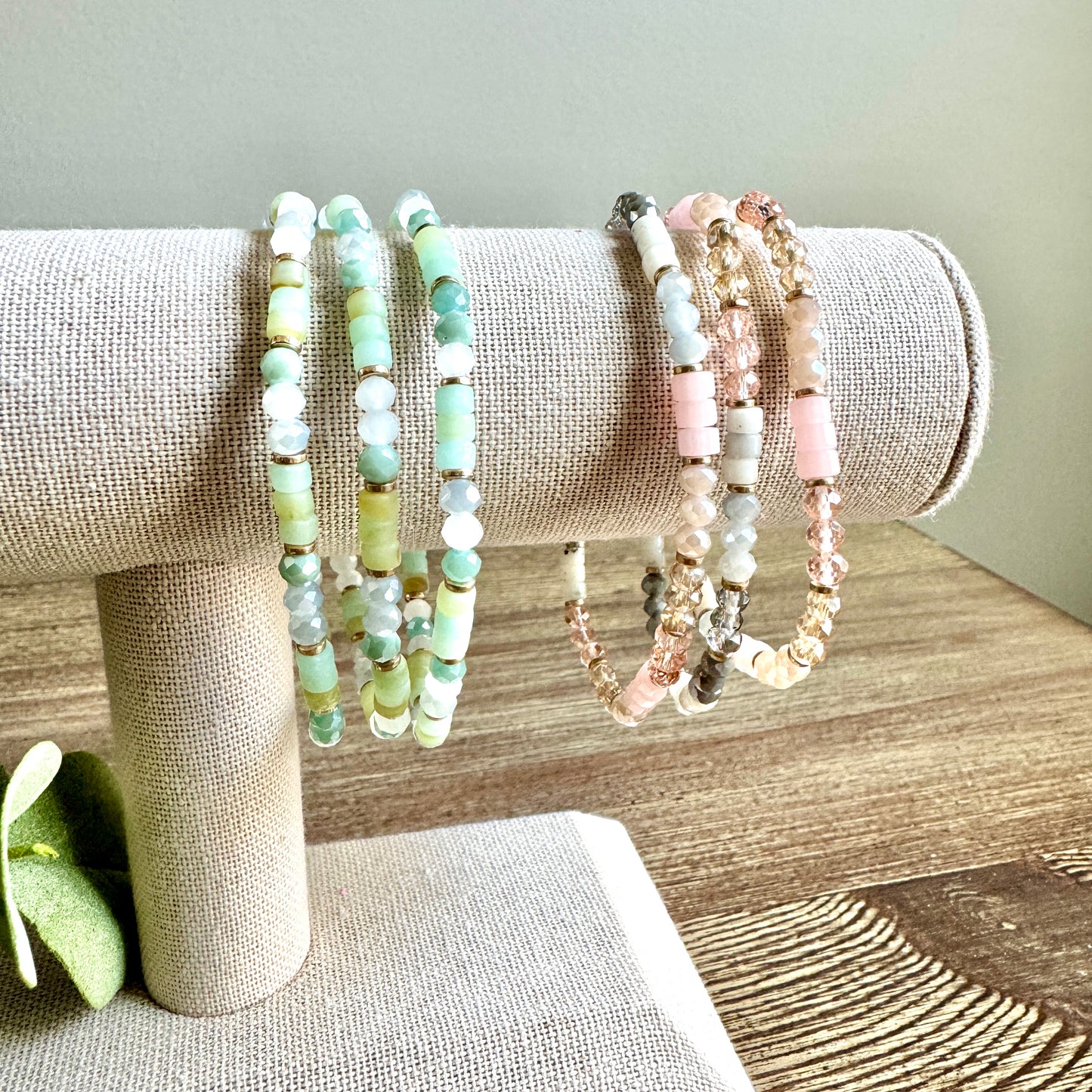 Bracelet Mixed Stone & Rhinestone Beaded Set