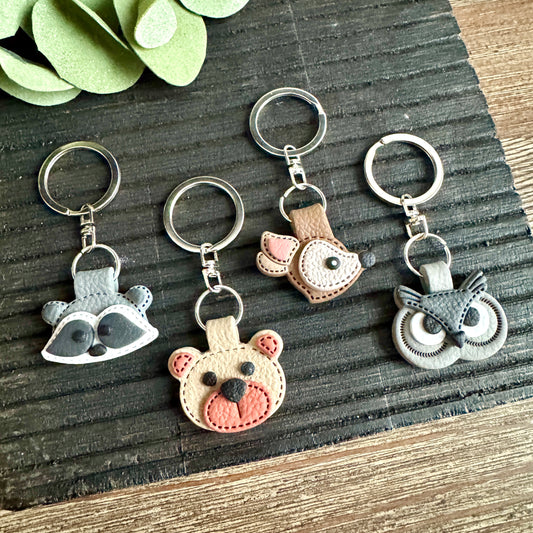 Initial Keychain - Animal Faces