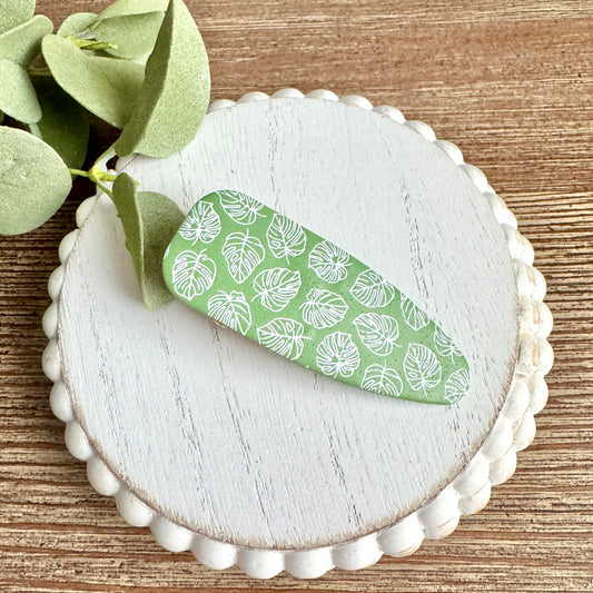 Barrette - Dagger Green Monstera Leaves
