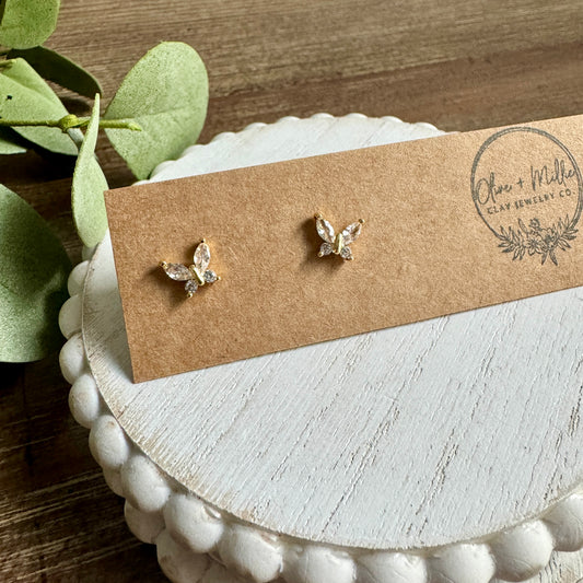 Diamond Butterfly Studs