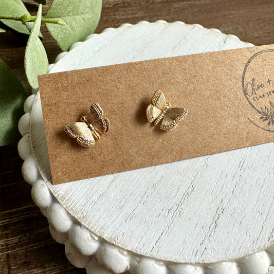 Gold Butterfly Studs