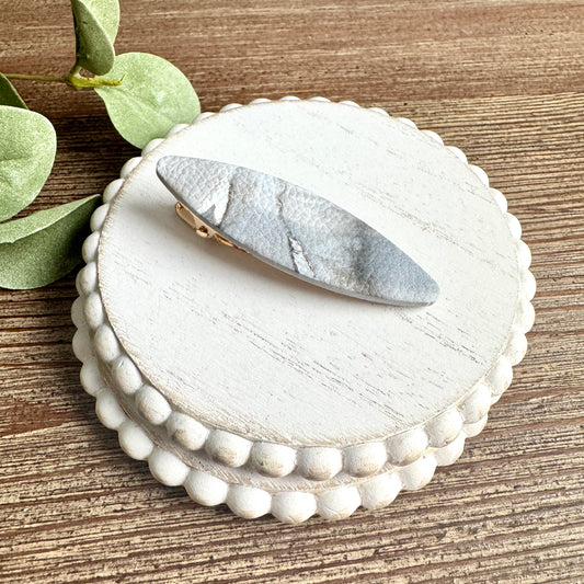 Barrette - Oval Marble Leather
