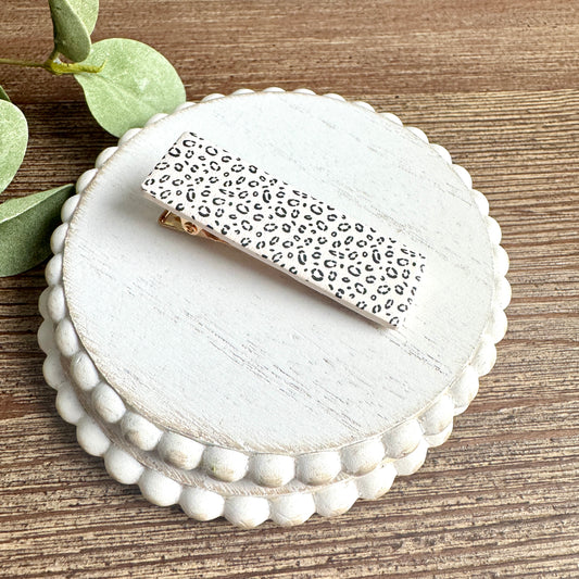 Barrette - Rectangular Ivory Cheetah