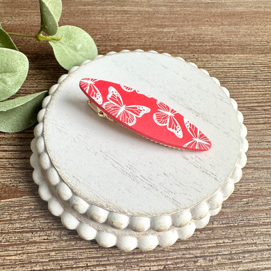 Barrette - Oval Pink Butterfly