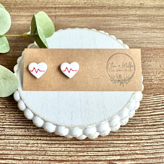 Heart EKG Studs