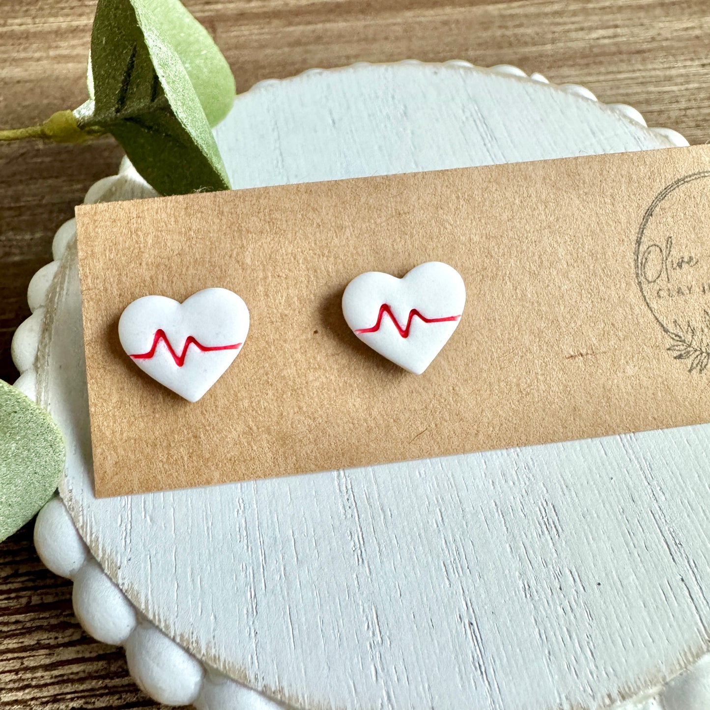 Heart EKG Studs