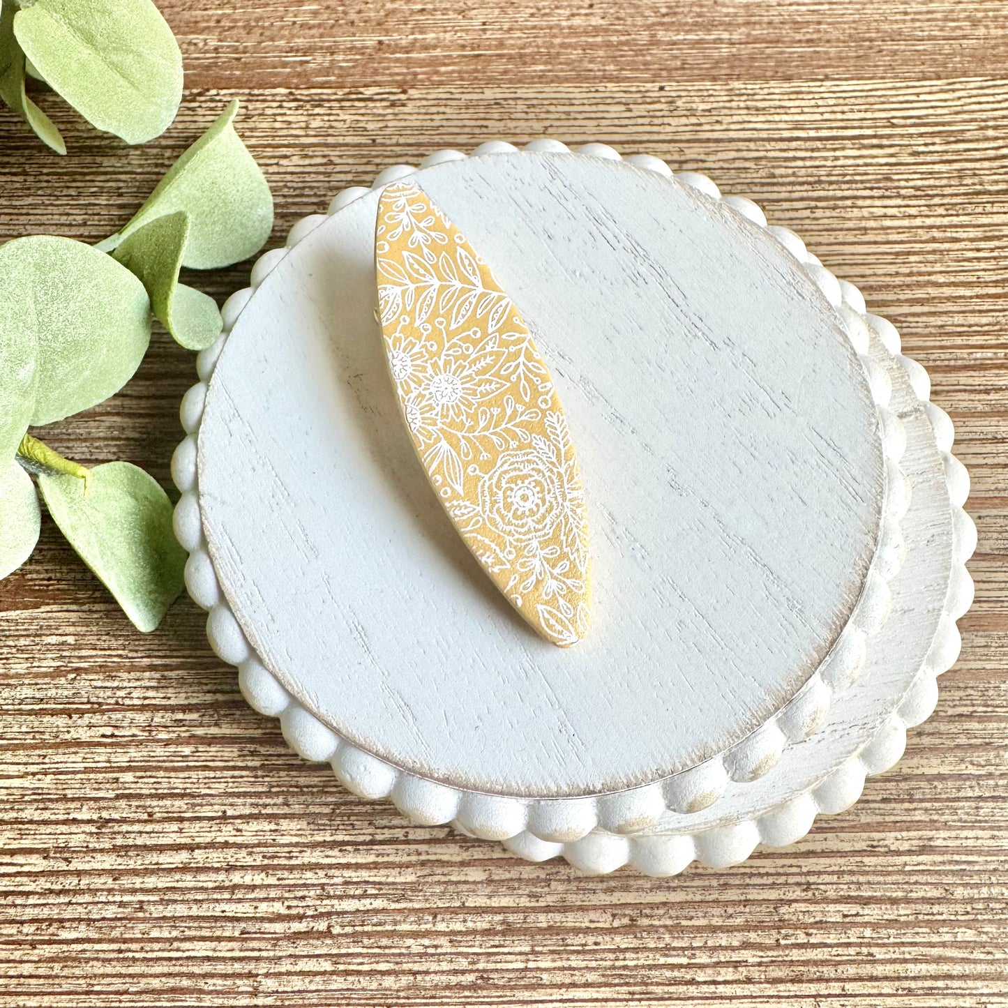 Barrette - Oval Yellow Floral