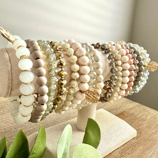 Bracelet - Beaded Stackable Set Multiple Colors