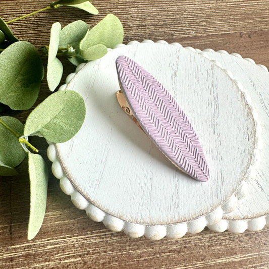 Barrette - Oval Lavender Herringbone