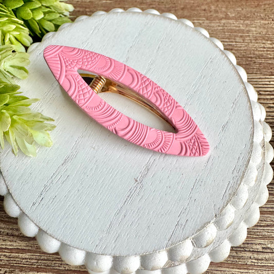 Barrette - Open Oval Pink