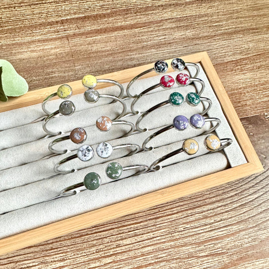 Bangle - Clay Bezels in Silver