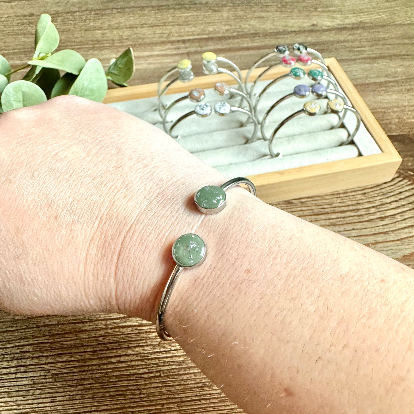 Bangle - Clay Bezels in Silver