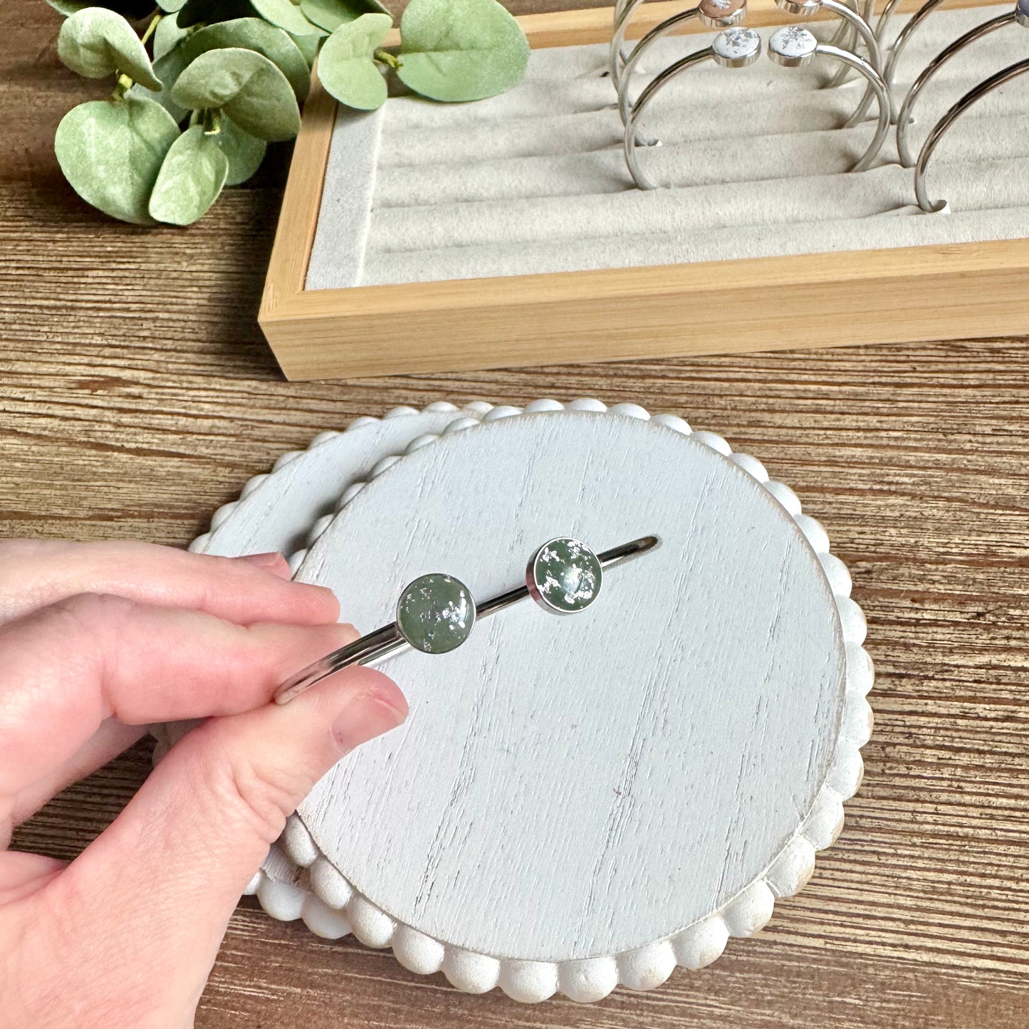 Bangle - Clay Bezels in Silver